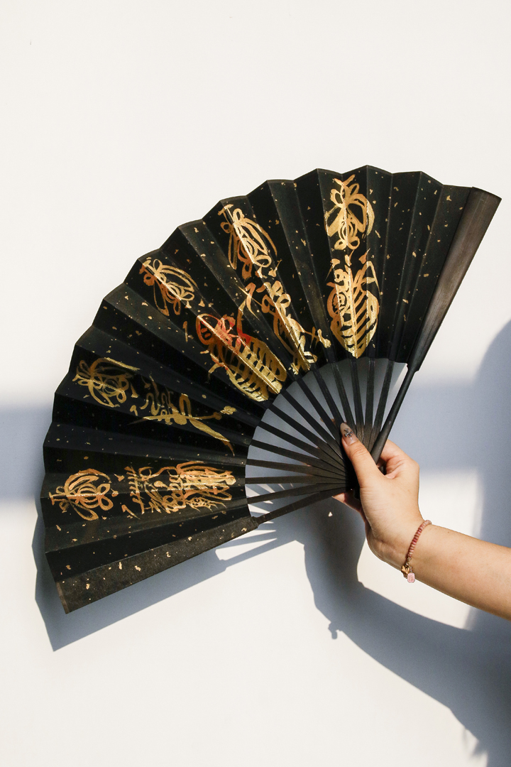 Hands Fan with Golden Talismans - Home Decor