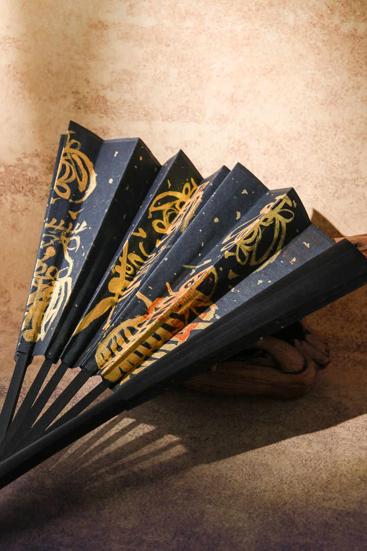 Hands Fan with Golden Talismans - Home Decor