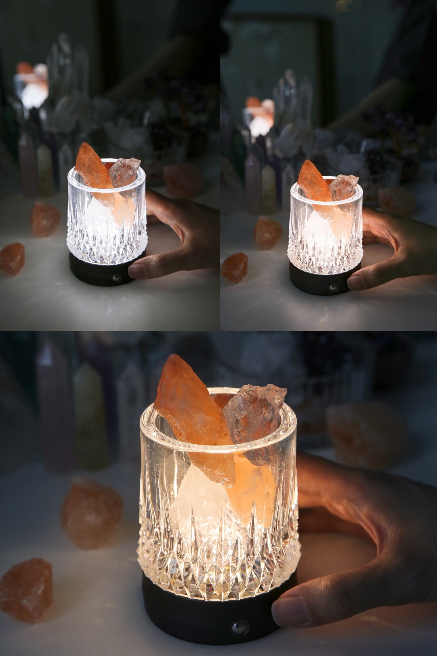 100% Pure Clear Quartz Himalayan Salt Cup Lamp