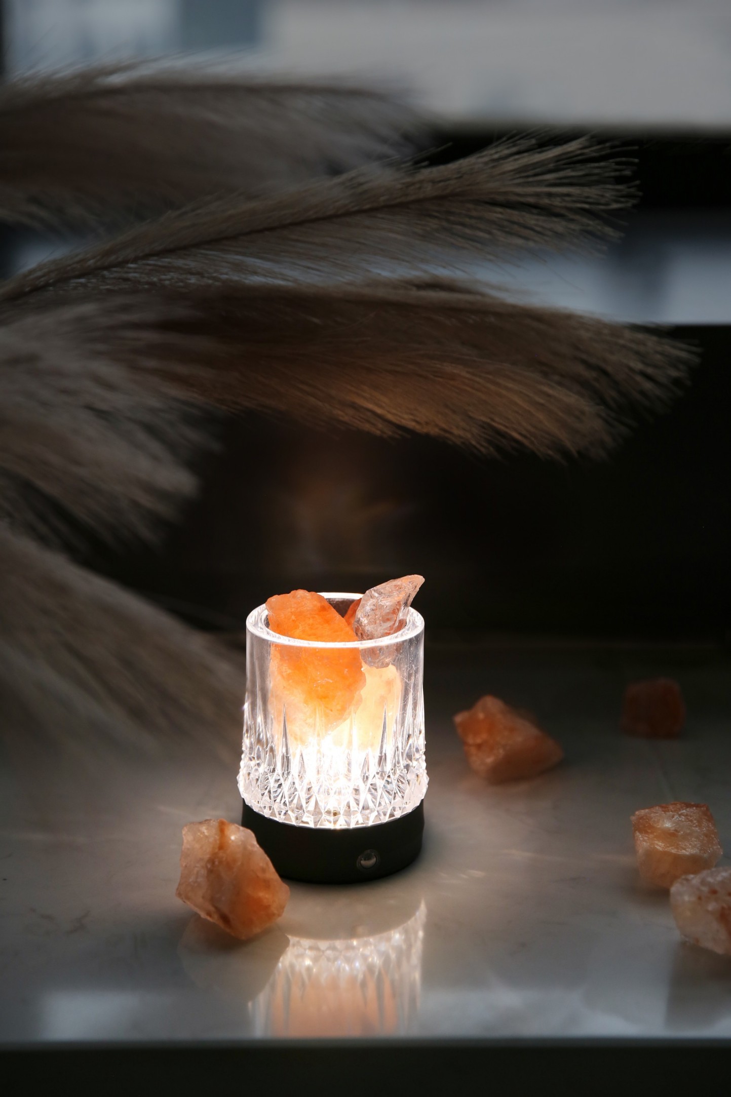 100% Pure Clear Quartz Himalayan Salt Cup Lamp