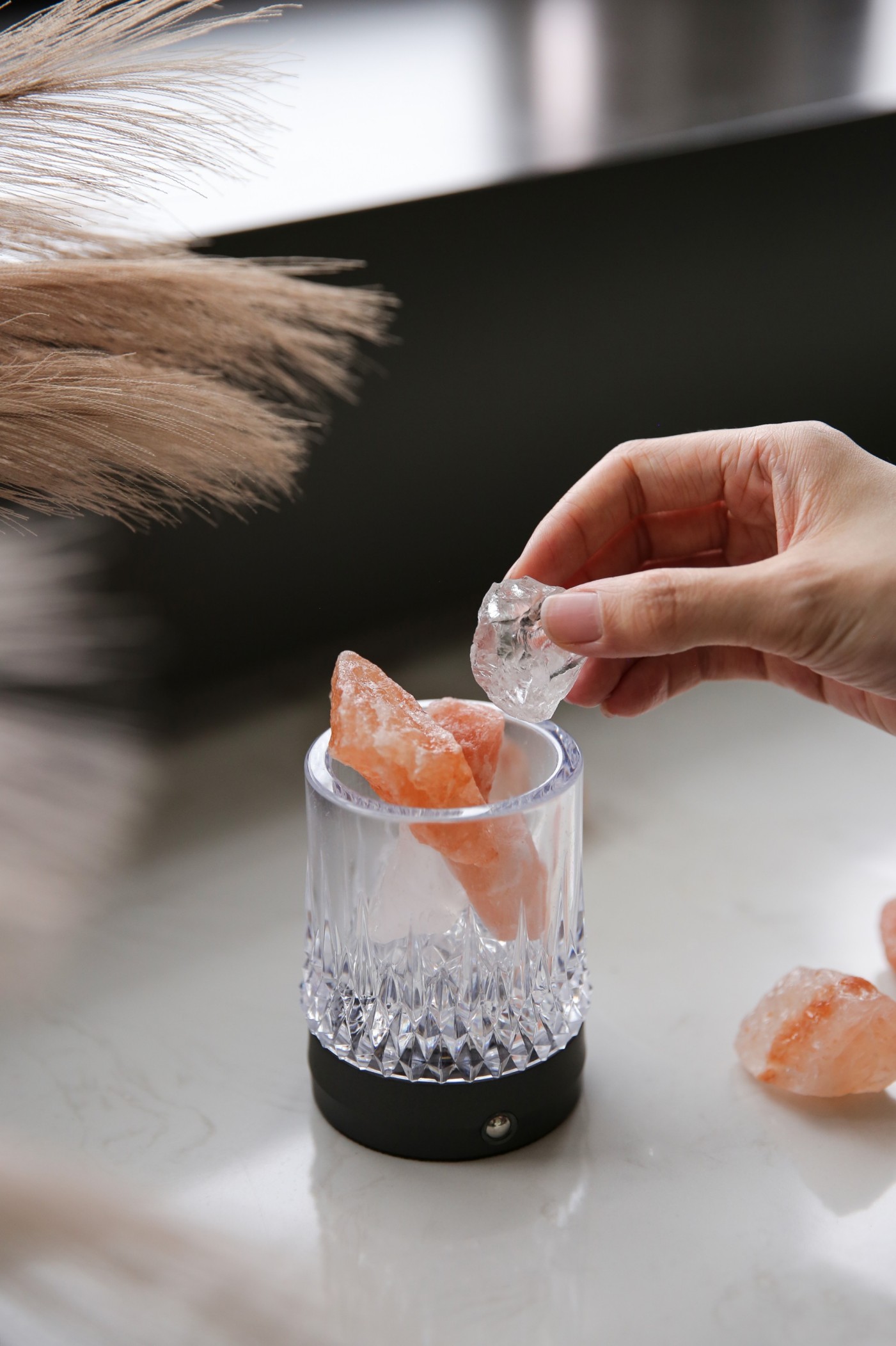 100% Pure Clear Quartz Himalayan Salt Cup Lamp