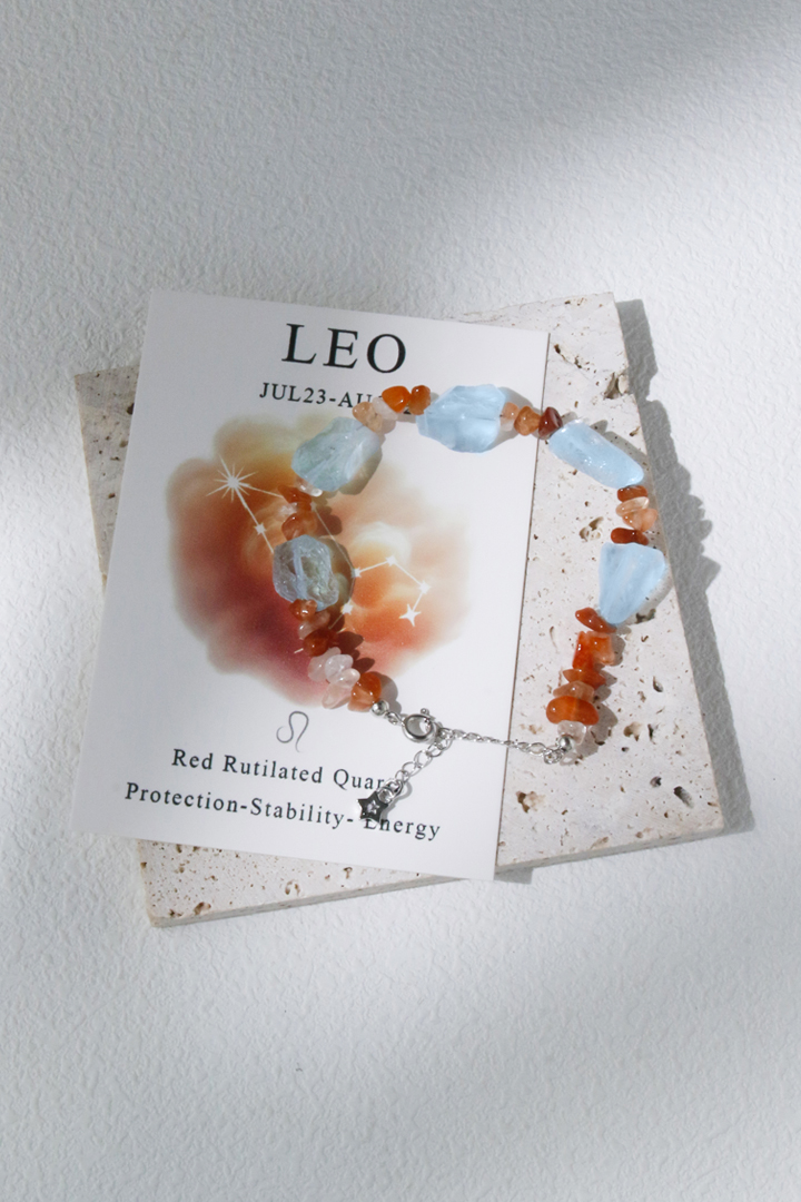 Leo Red Rutilated Zodiac Bracelet 