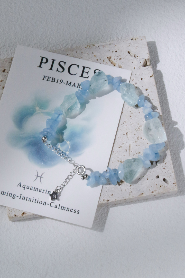 Pisces Aquamarine Zodiac Bracelet