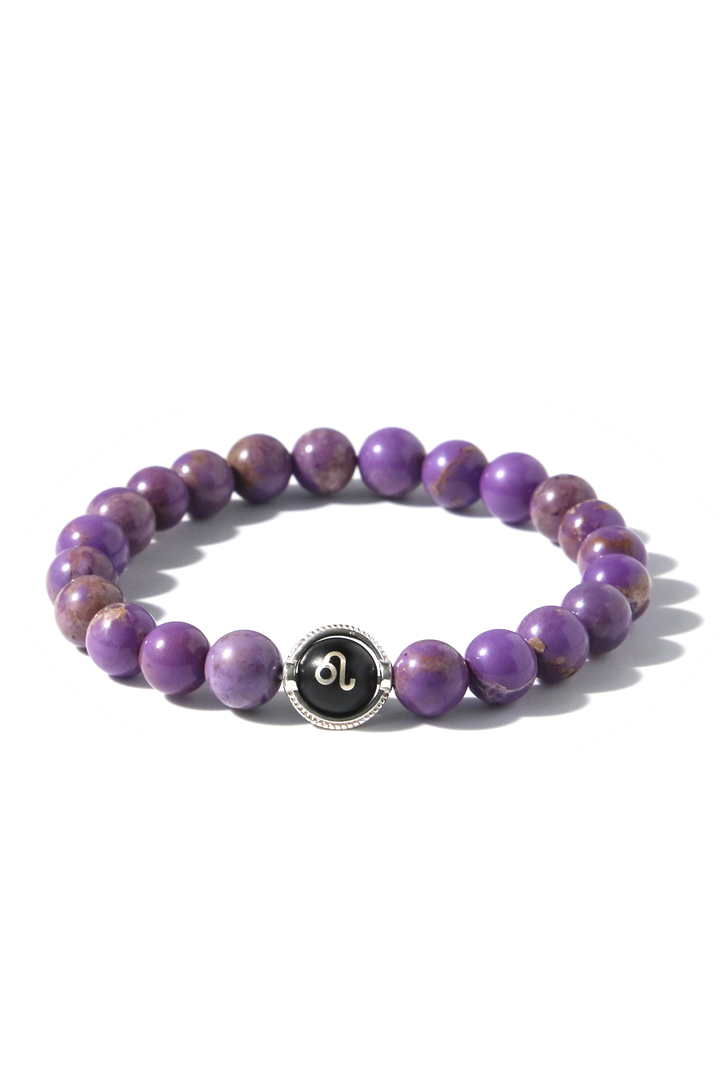 Purple Lepidolite Leo Zodiac Bracelet