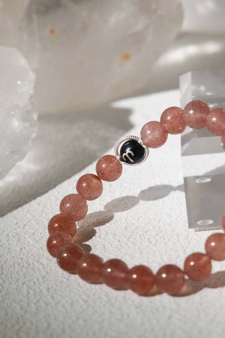 Strawberry Quartz Aries Zodiac Bracelet