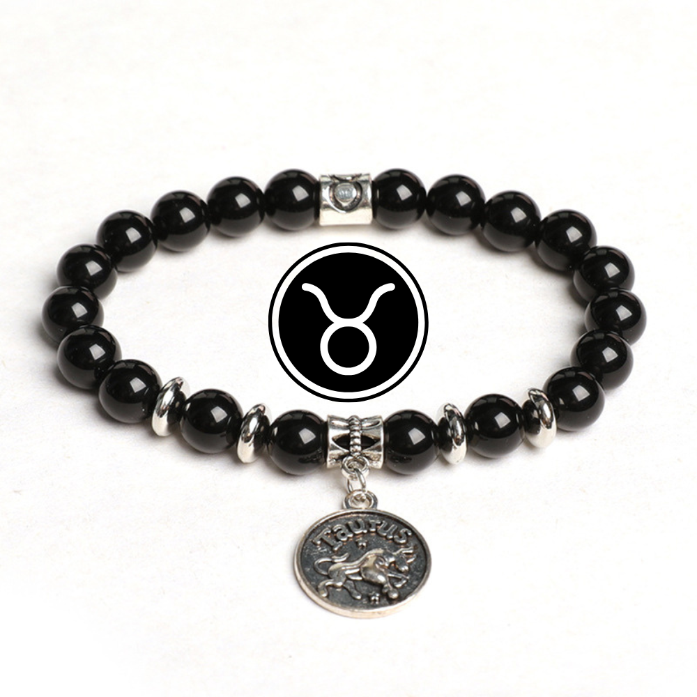 Zodiac Shield – Obsidian Zodiac Pendant Bracelet