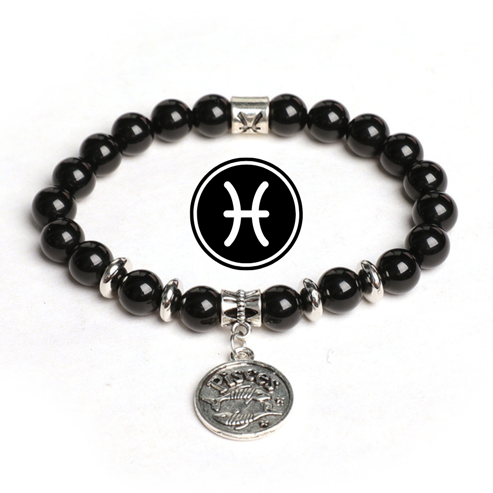 Zodiac Shield – Obsidian Zodiac Pendant Bracelet