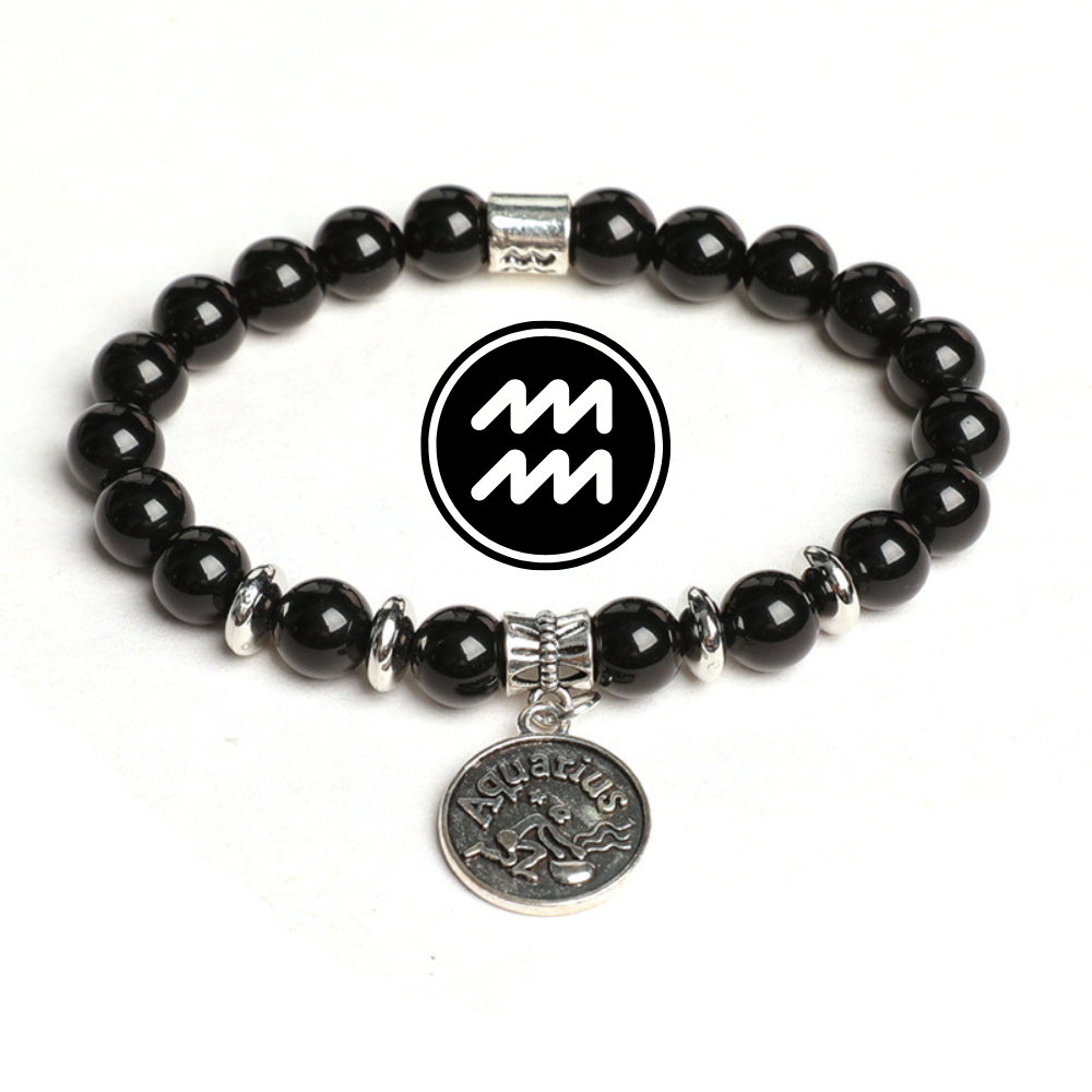Zodiac Shield – Obsidian Zodiac Pendant Bracelet