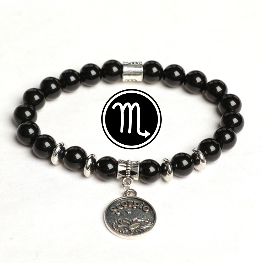 Zodiac Shield – Obsidian Zodiac Pendant Bracelet