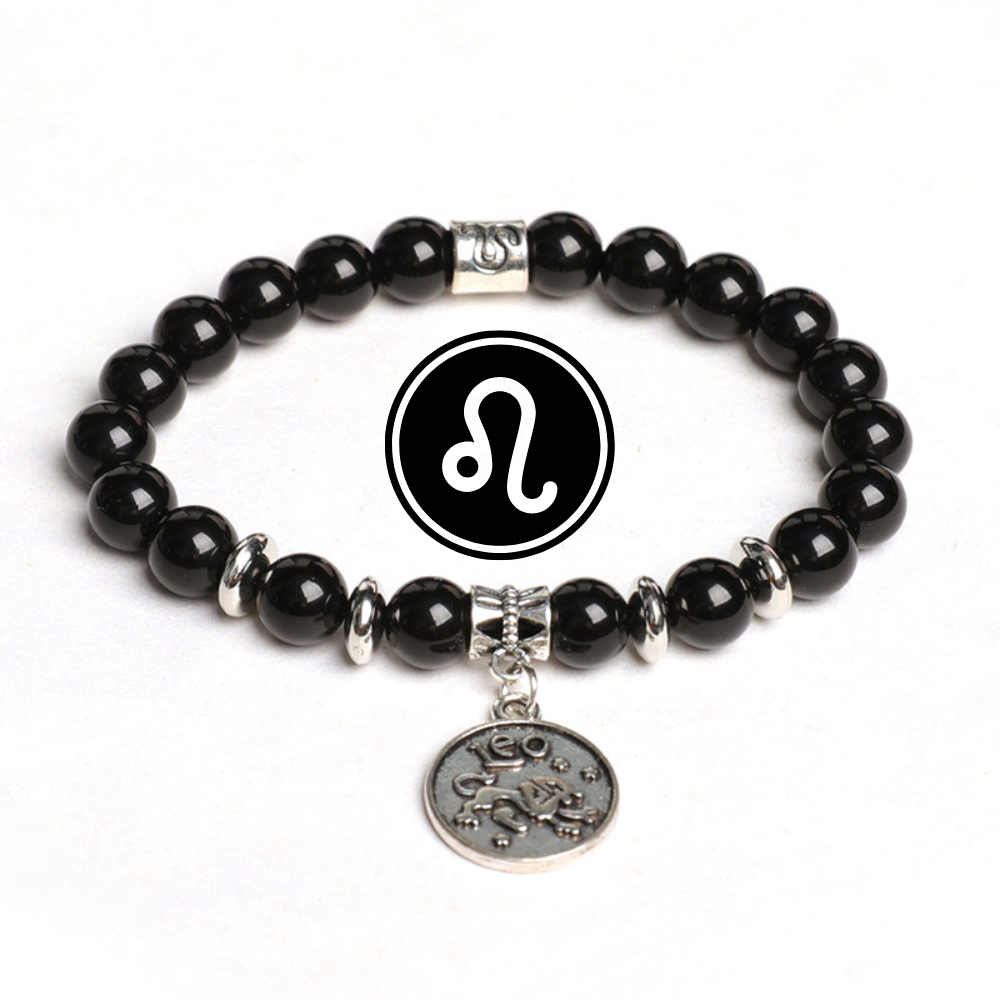 Zodiac Shield – Obsidian Zodiac Pendant Bracelet