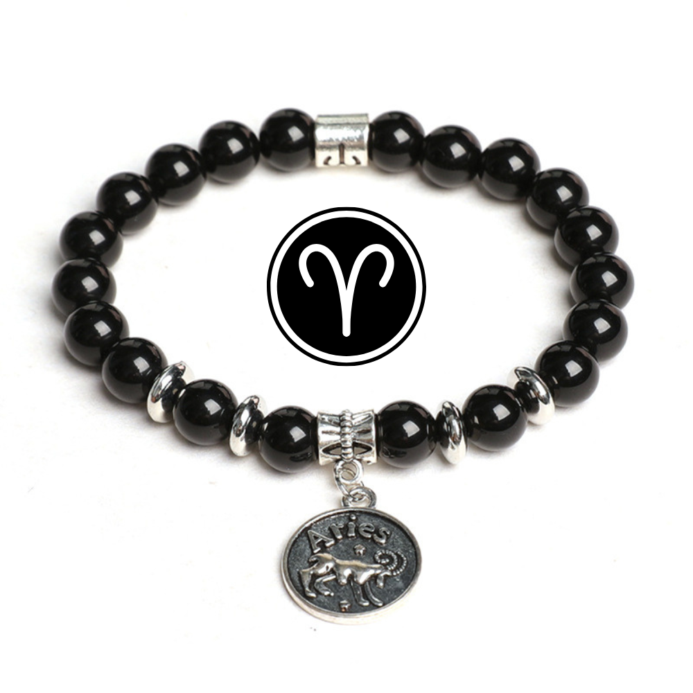 Zodiac Shield – Obsidian Zodiac Pendant Bracelet