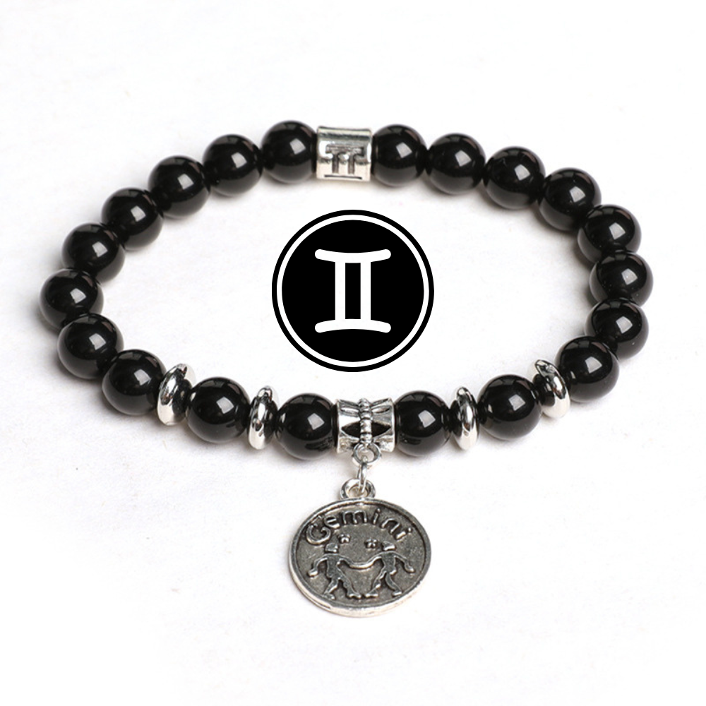 Zodiac Shield – Obsidian Zodiac Pendant Bracelet