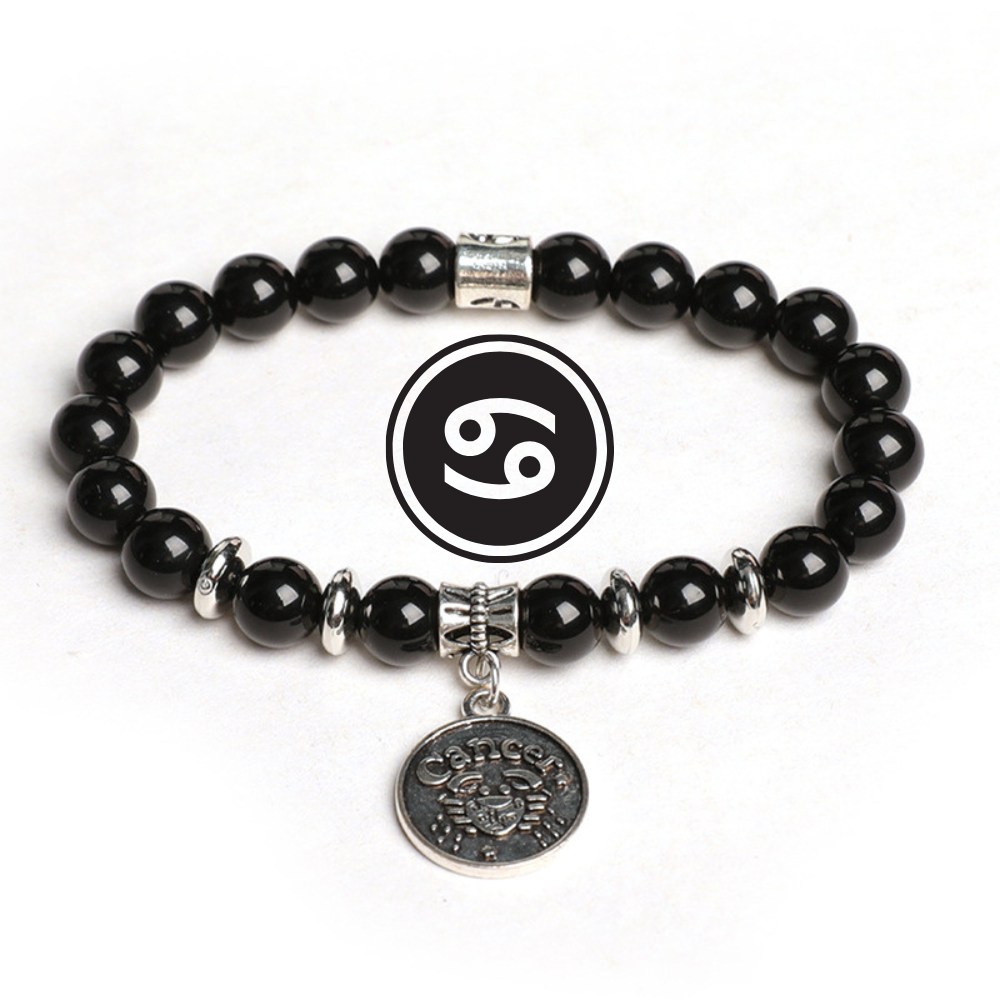 Zodiac Shield – Obsidian Zodiac Pendant Bracelet