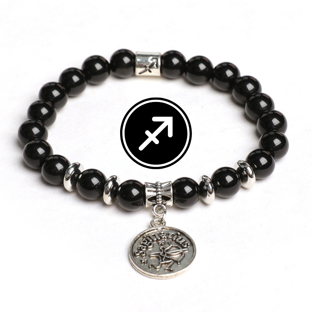Zodiac Shield – Obsidian Zodiac Pendant Bracelet