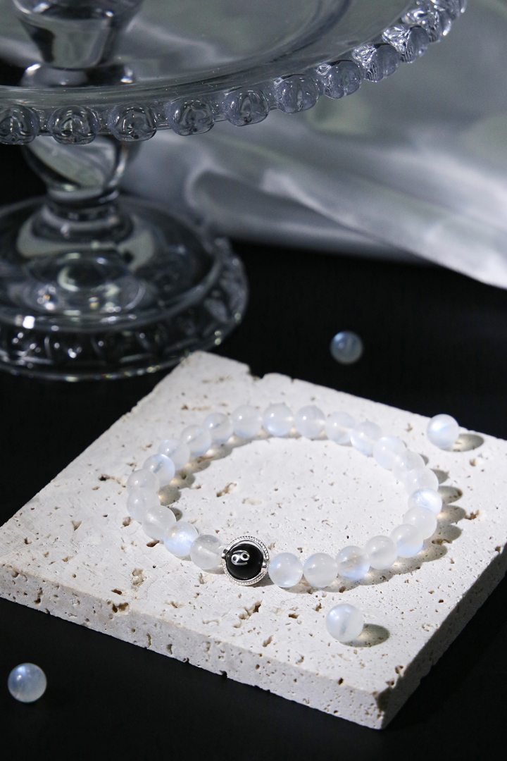 Blue Moonstone Cancer Zodiac Bracelet