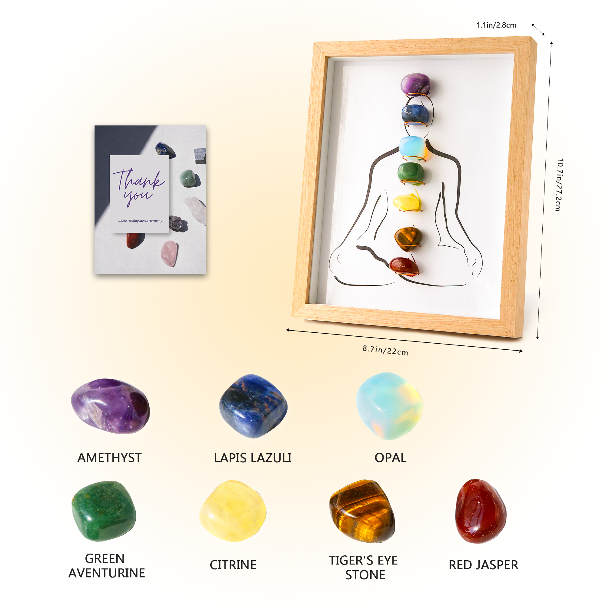 7 Chakras Healing Stone with Picture Frame (Removable)