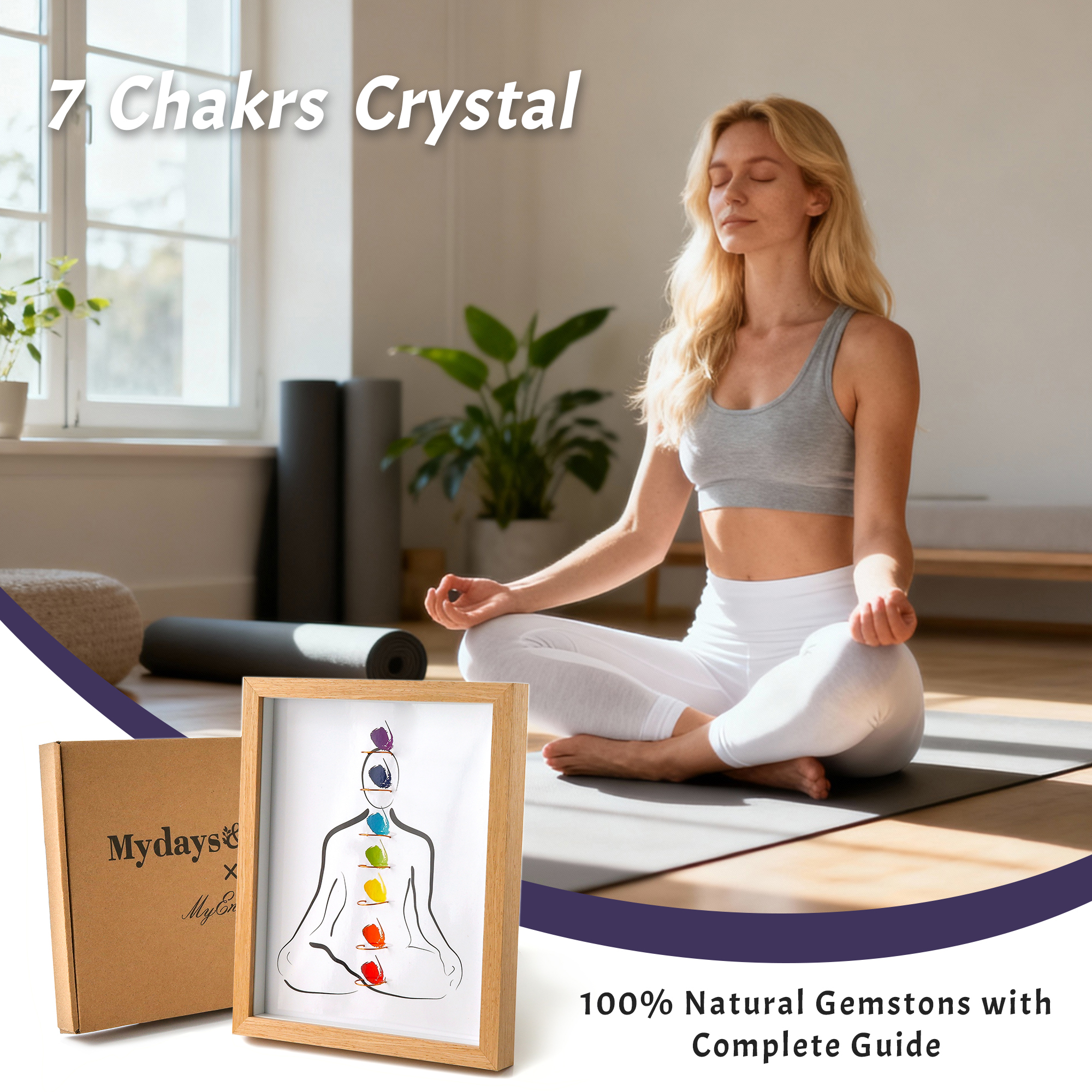 7 Chakras Healing Stone with Picture Frame (Removable)