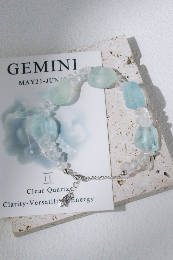 Gemini Clear Quartz Zodiac Bracelet 