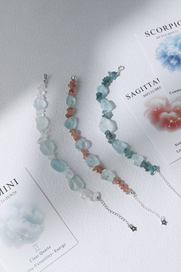 Gemini Clear Quartz Zodiac Bracelet 
