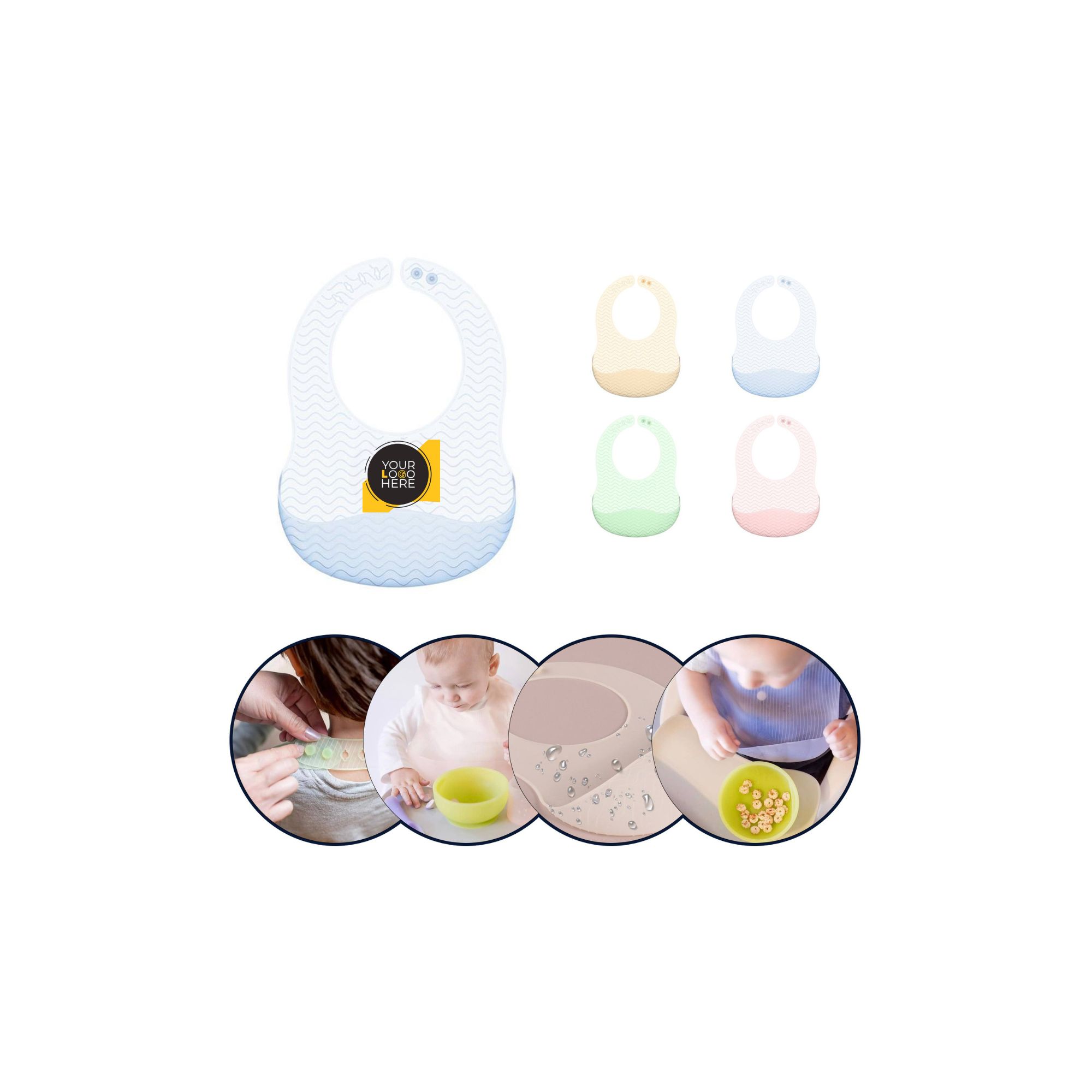 "Silicone Baby Feeding Bib – Food Catcher Pocket, "