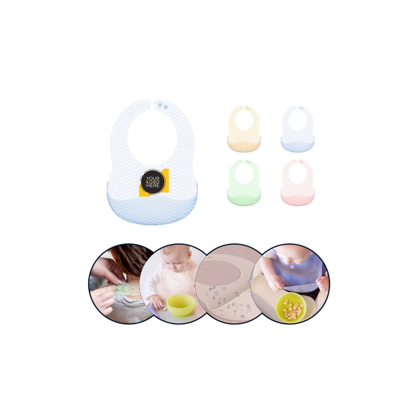 "Silicone Baby Feeding Bib – Food Catcher Pocket, "