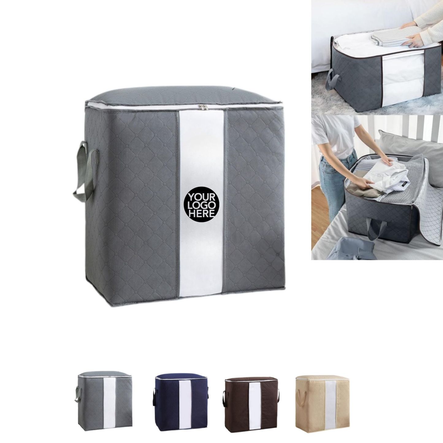    Cross-border Quilt Storage Bag with Transparent Window: Ideal for Clothing Storage, Moving, and Home Quilt Organization