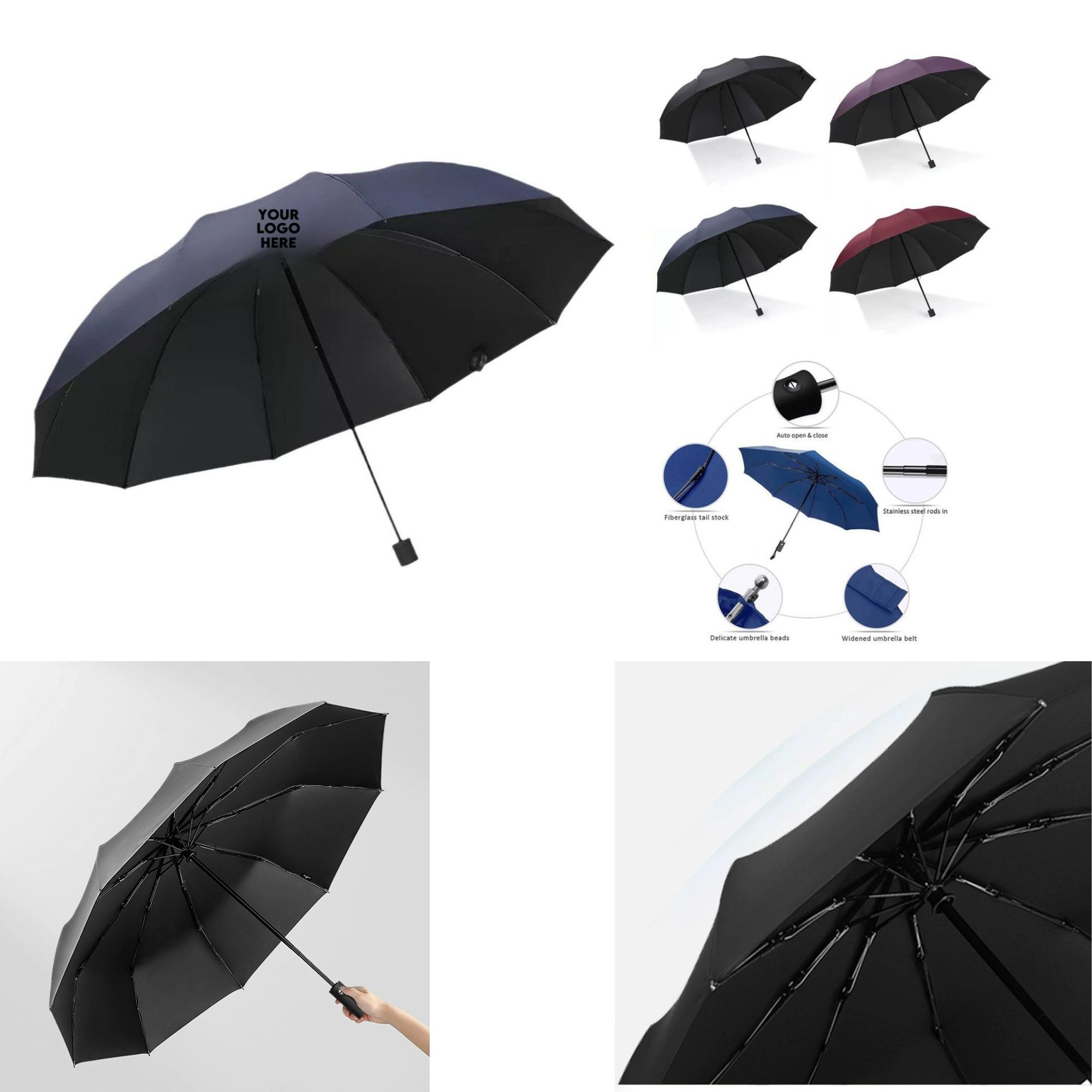Oversized Compact Umbrella – Big Canopy, Dual Purpose