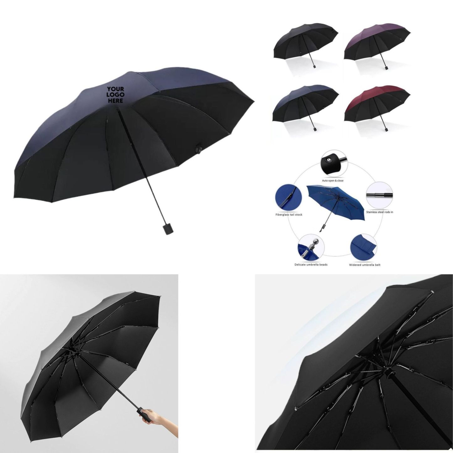 Oversized Compact Umbrella – Big Canopy, Dual Purpose