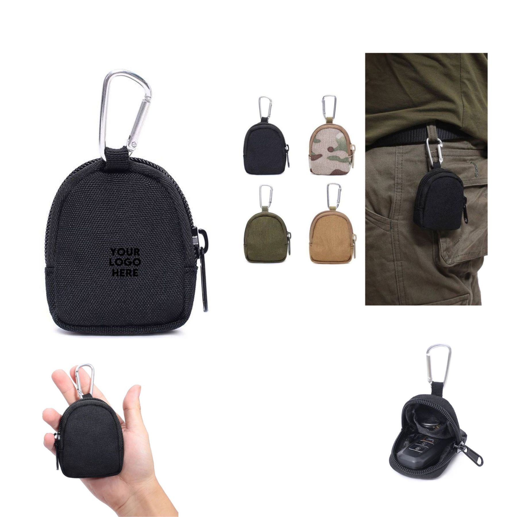 Slim MOLLE Tactical Pouch – MOLLE Straps, Keychain Hook, Velcro Closure 