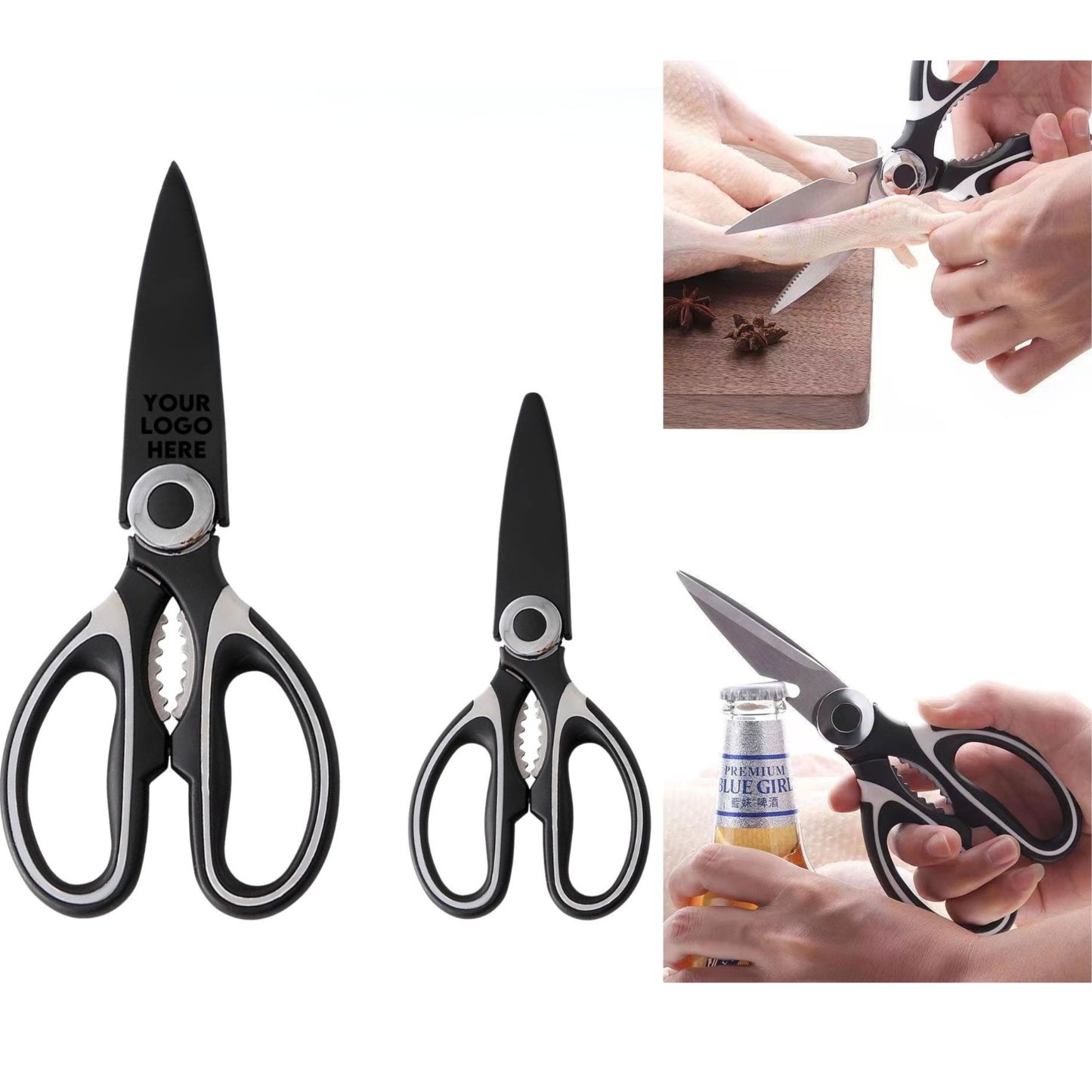 Versatile Household Kitchen Shears – Ideal for fish cleaning, vegetable chopping, and cutting through BBQ poultry bones, crafted from heavy-duty stainless steel for long-lasting use