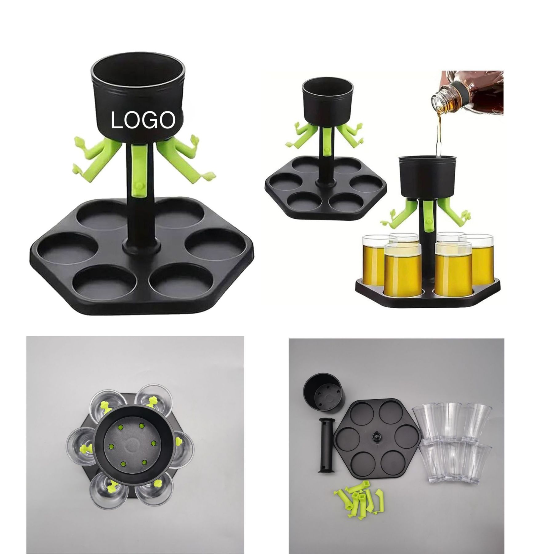 Octagonal Beverage Dispensing PourerOctagonal base for enhanced stability, eight spouts for simultaneous serving