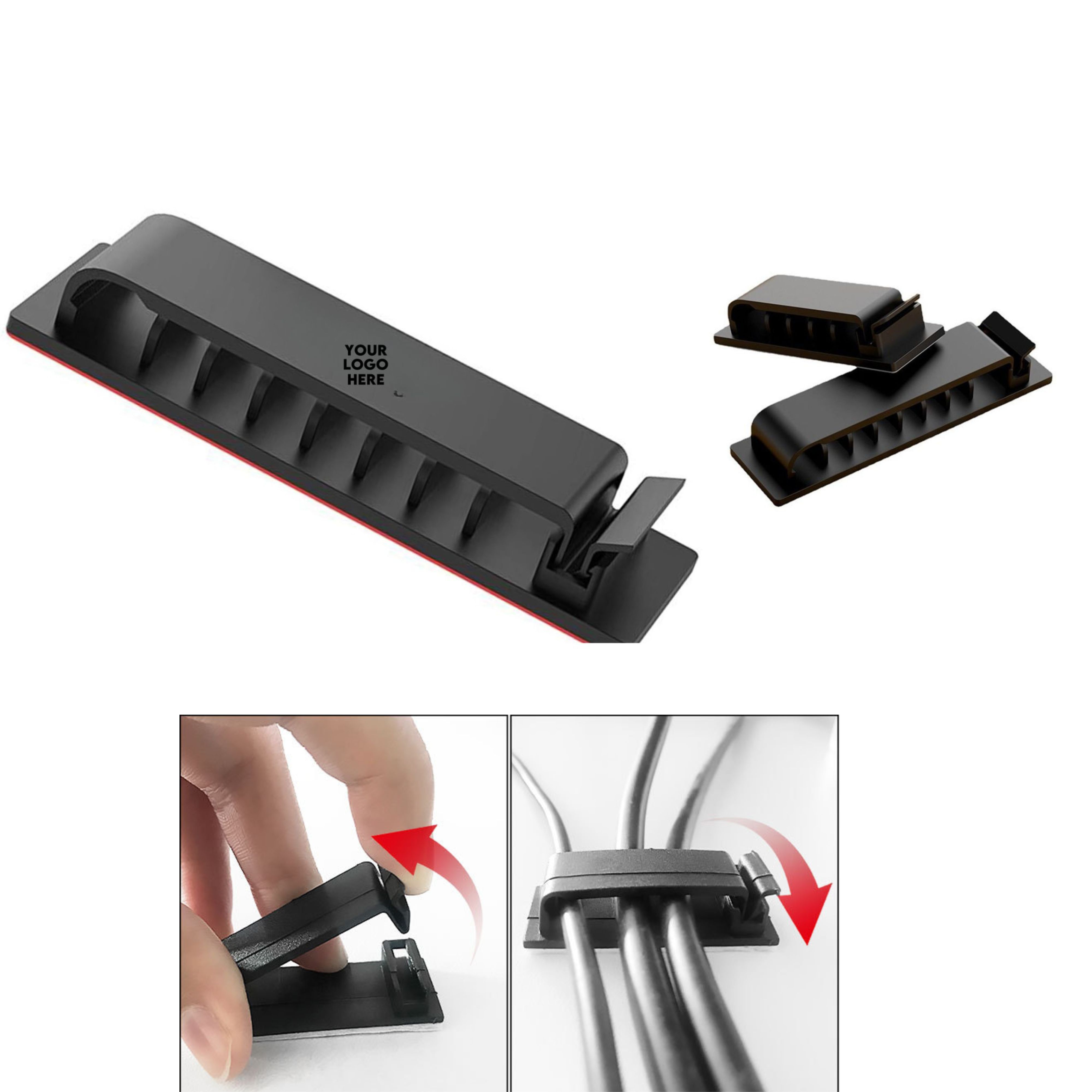 Stick-On Cord Management Clip Set