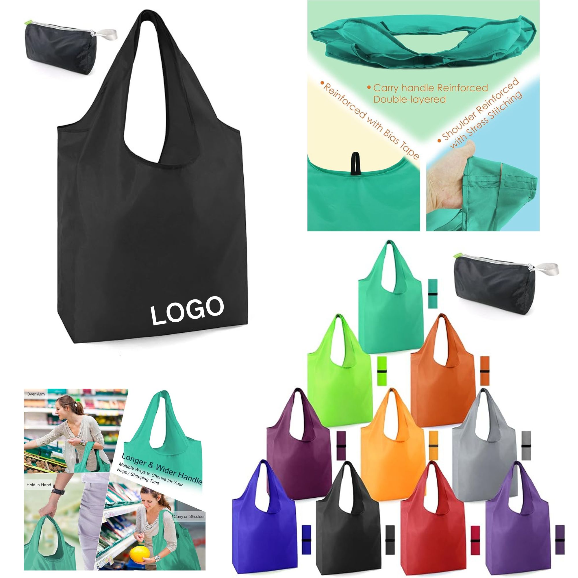 BeeGreen Navy Blue Reusable Grocery Bags 