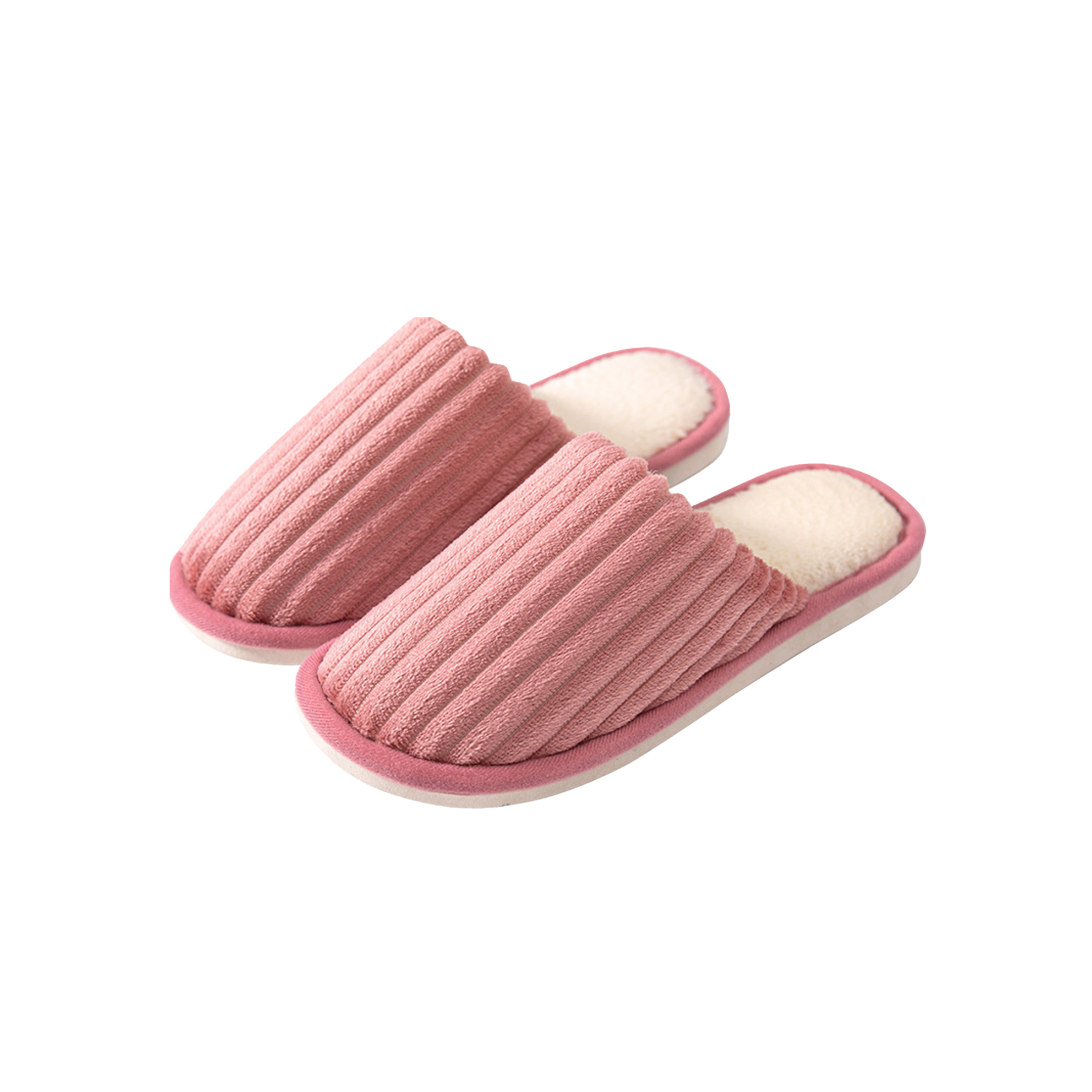 Plush Unisex Striped Cotton Slippers