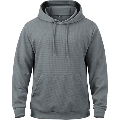 MANSDOUR Men's Casual Long Sleeve Waffle Knit Hoodie: Drawstring Pullover Sweatshirt with Pocket