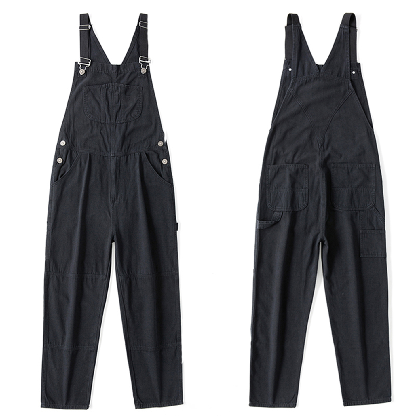  New European and American Unisex Denim Overalls: Loose Straight-Leg Couple Suspender Workwear for Spring & Autumn