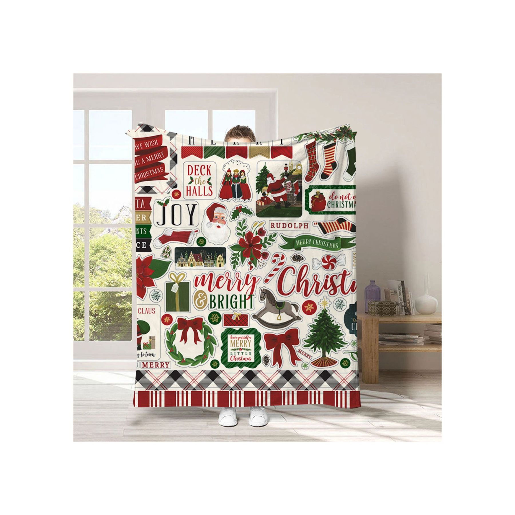 Cartoon Home Flannel Blanket: A Festive Christmas Gift for Cozy Celebrations