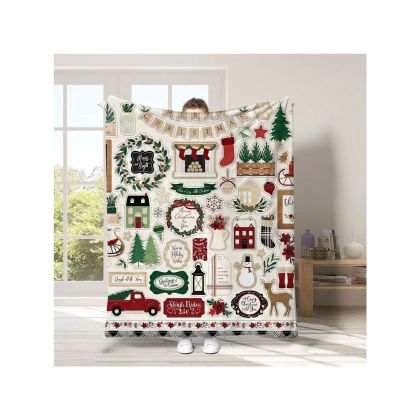 Cartoon Home Flannel Blanket: A Festive Christmas Gift for Cozy Celebrations