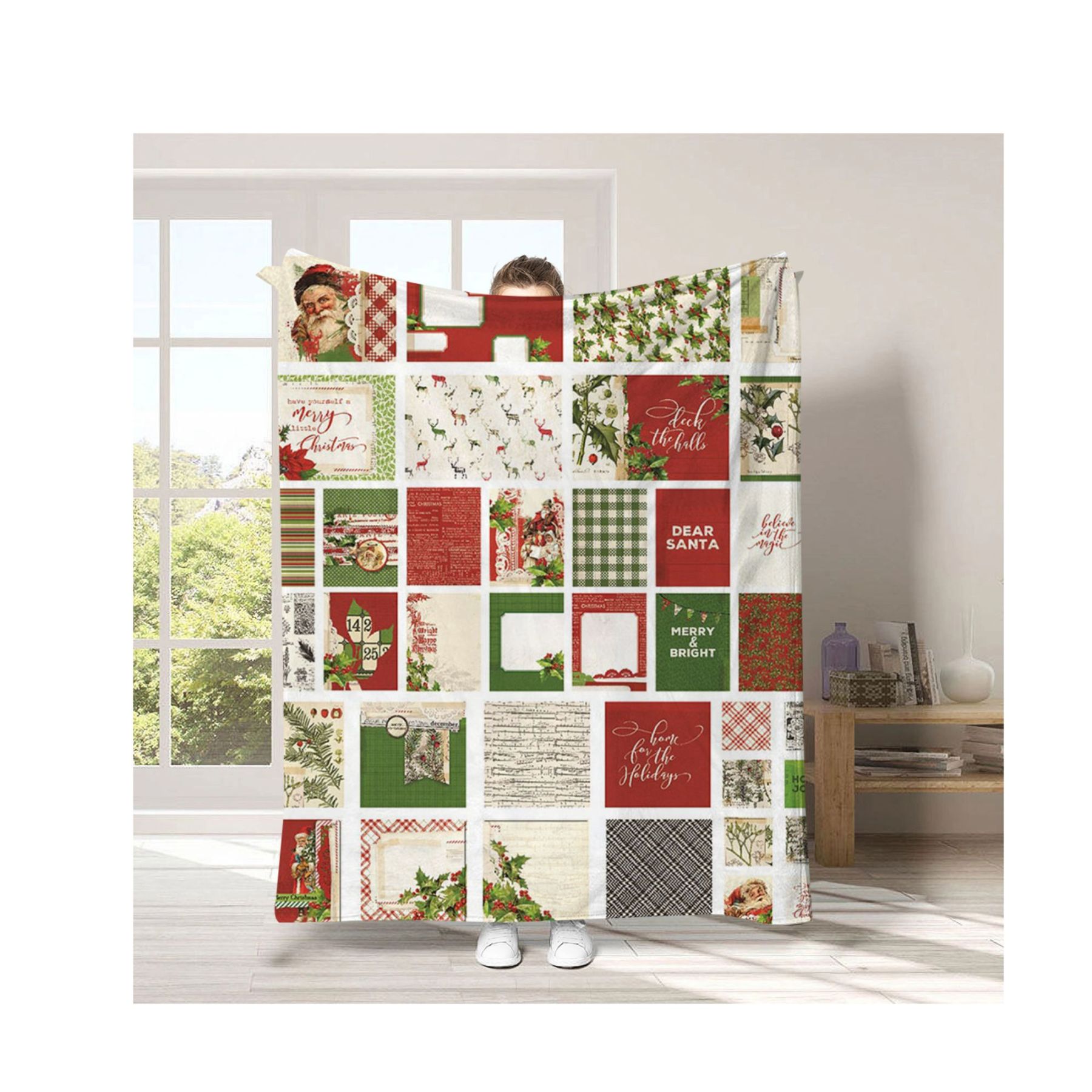 Cartoon Home Flannel Blanket: A Festive Christmas Gift for Cozy Celebrations