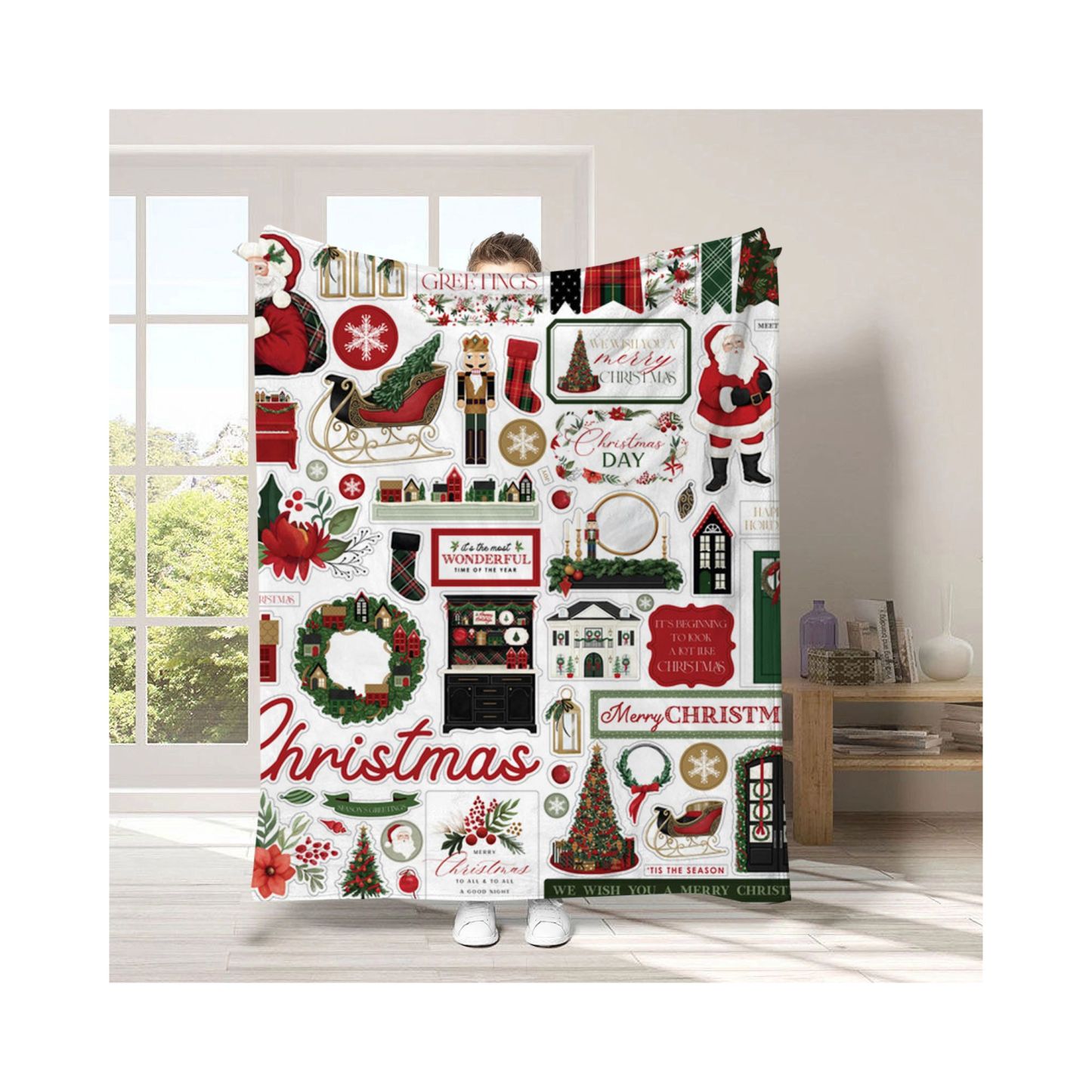Cartoon Home Flannel Blanket: A Festive Christmas Gift for Cozy Celebrations