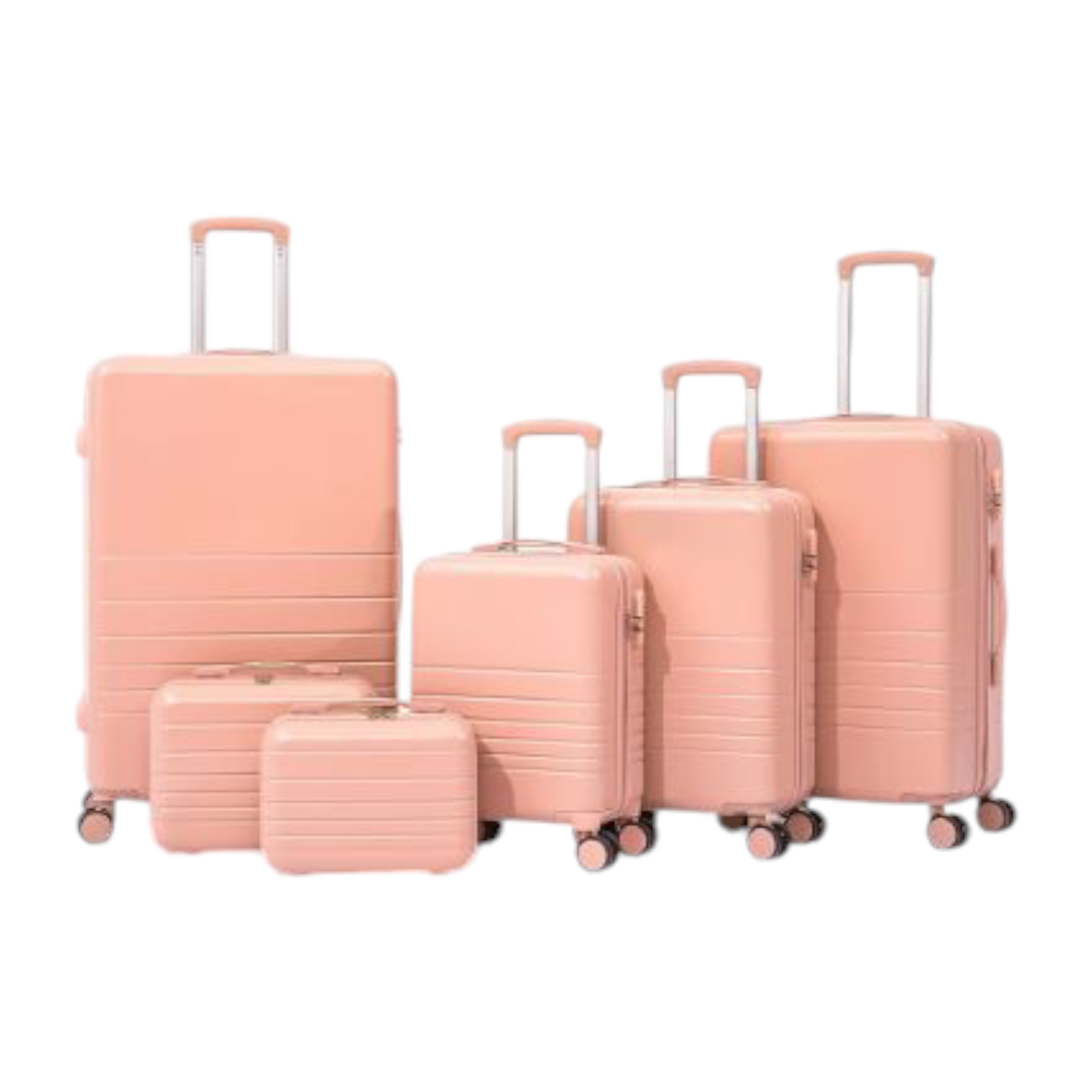  Custom ABS Carry-On Luggage Set, 6-Piece Hardshell Travel Bags with Spinner Wheels.                                  