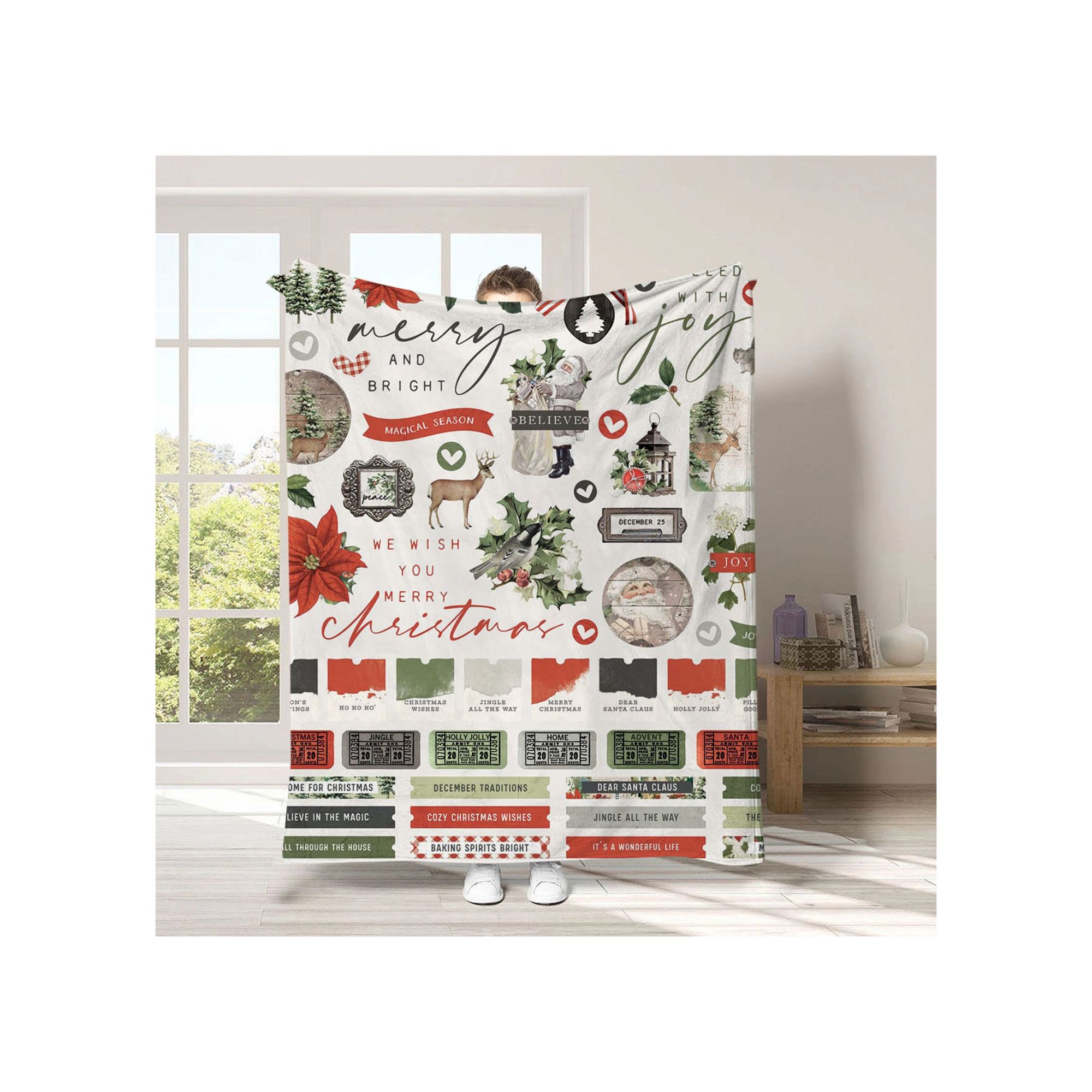 Cartoon Home Flannel Blanket: A Festive Christmas Gift for Cozy Celebrations