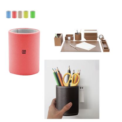 High-end Leather Circular Pen Case