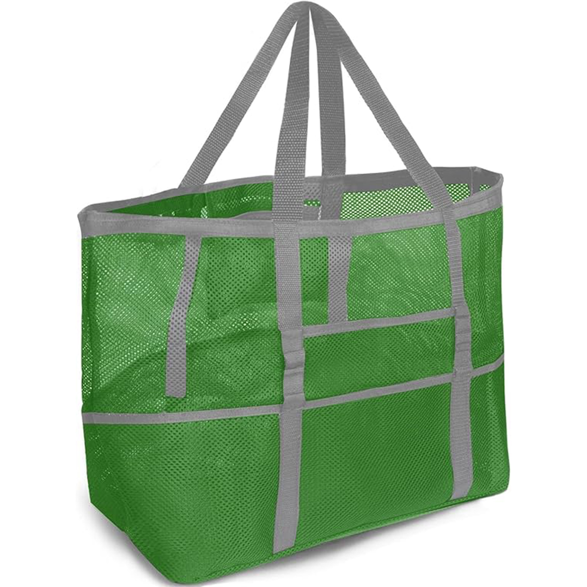 KPX Mesh Beach Tote: Large Foldable Mesh Pool Bag for Women with Small Pockets – Sandproof & Waterproof