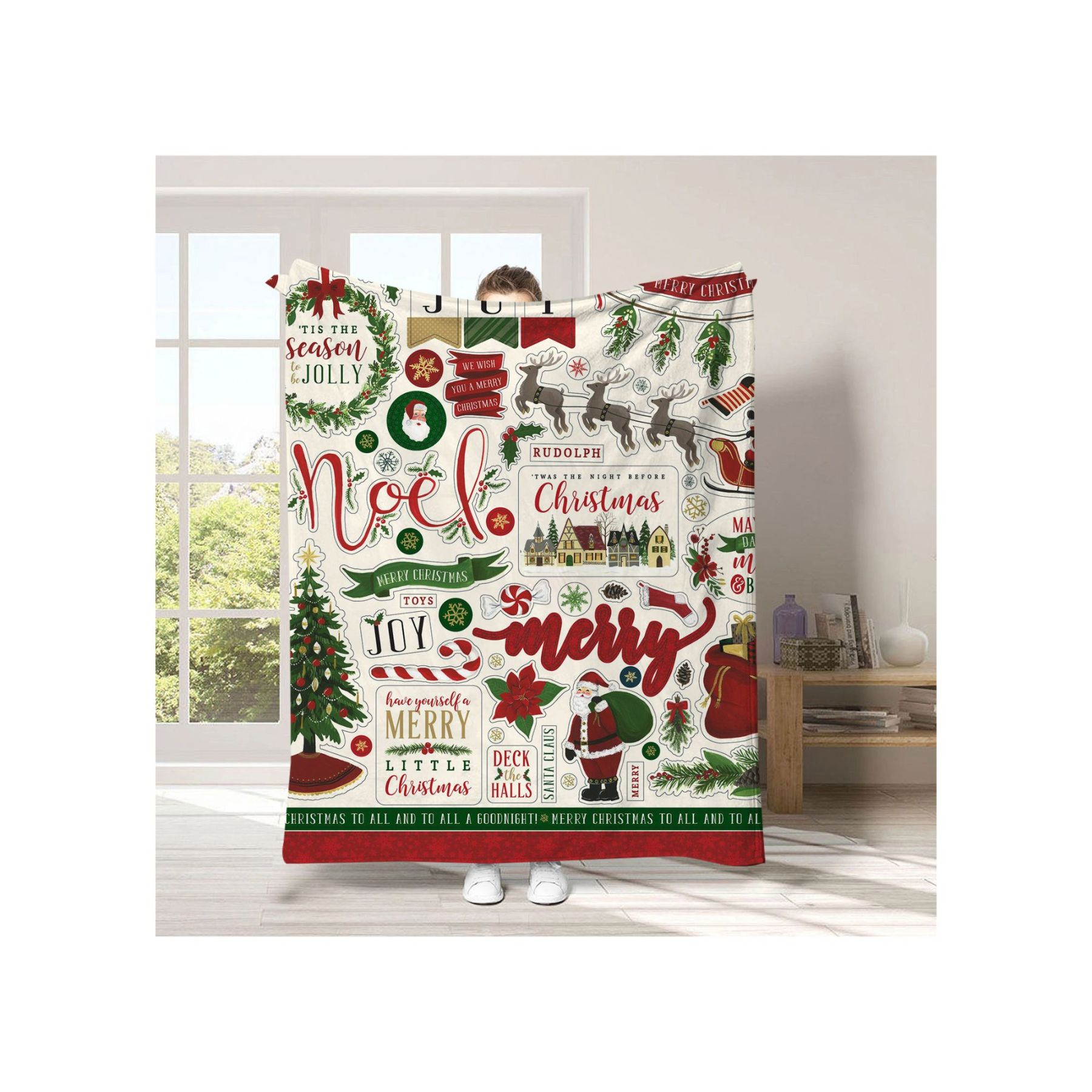 Cartoon Home Flannel Blanket: A Festive Christmas Gift for Cozy Celebrations