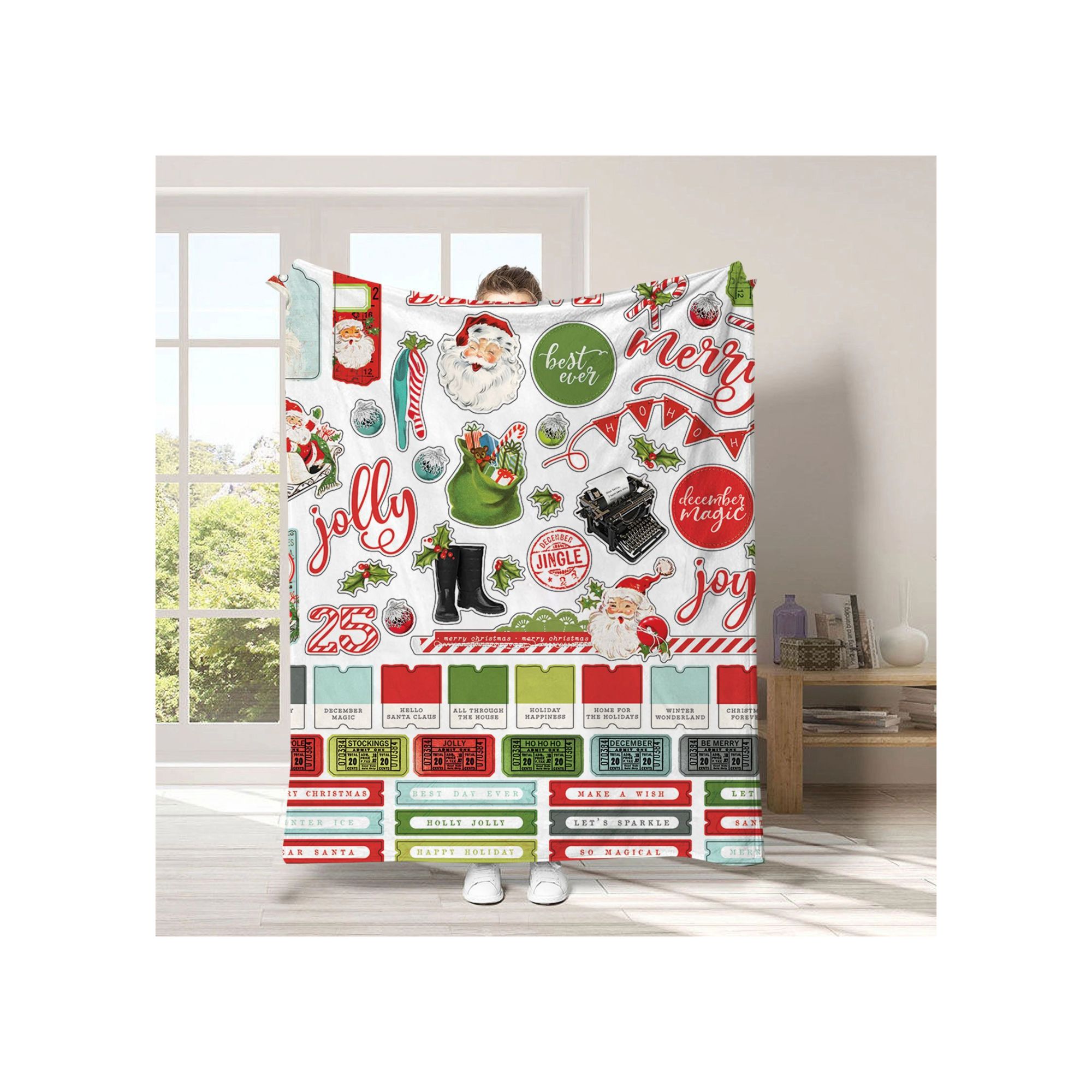 Cartoon Home Flannel Blanket: A Festive Christmas Gift for Cozy Celebrations