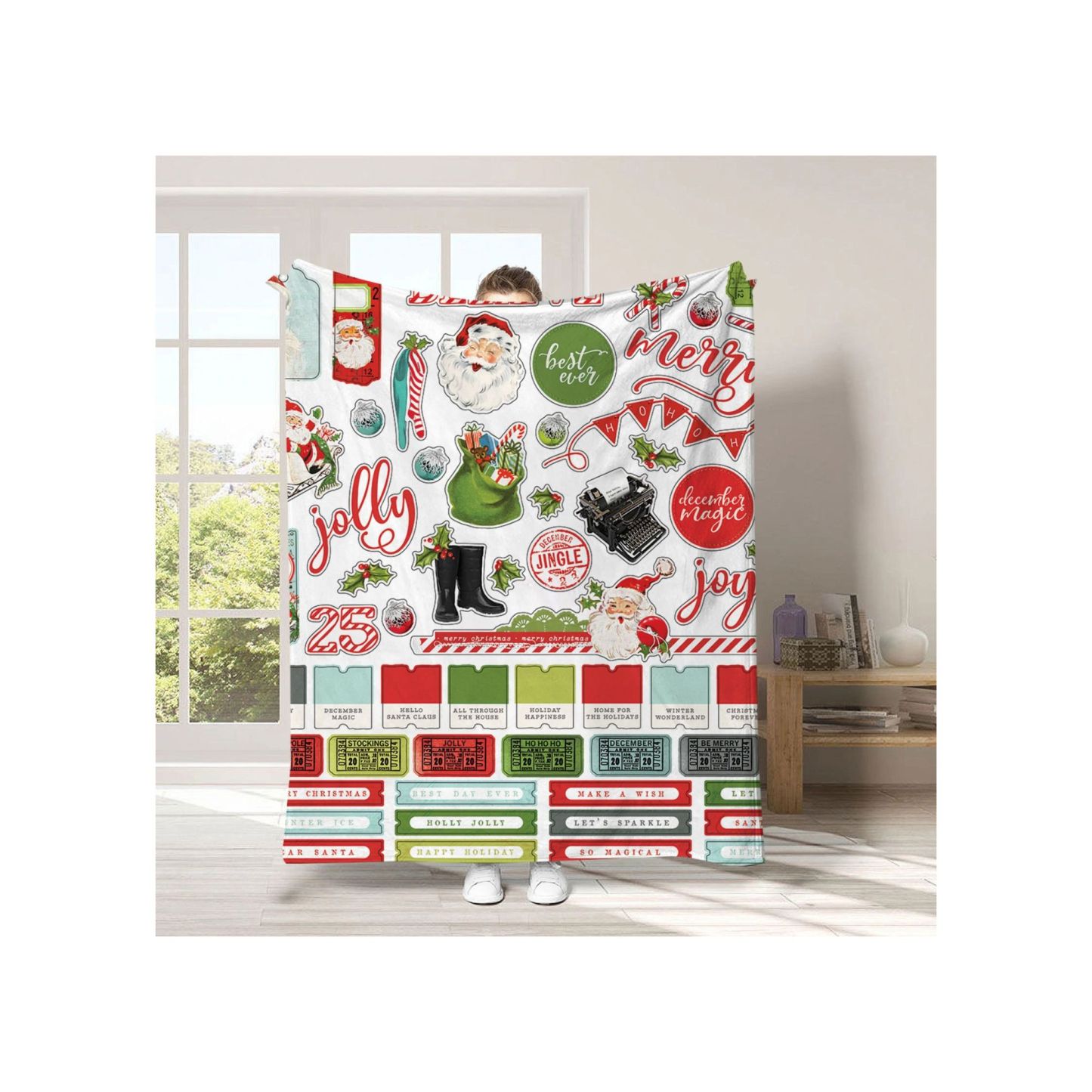 Cartoon Home Flannel Blanket: A Festive Christmas Gift for Cozy Celebrations