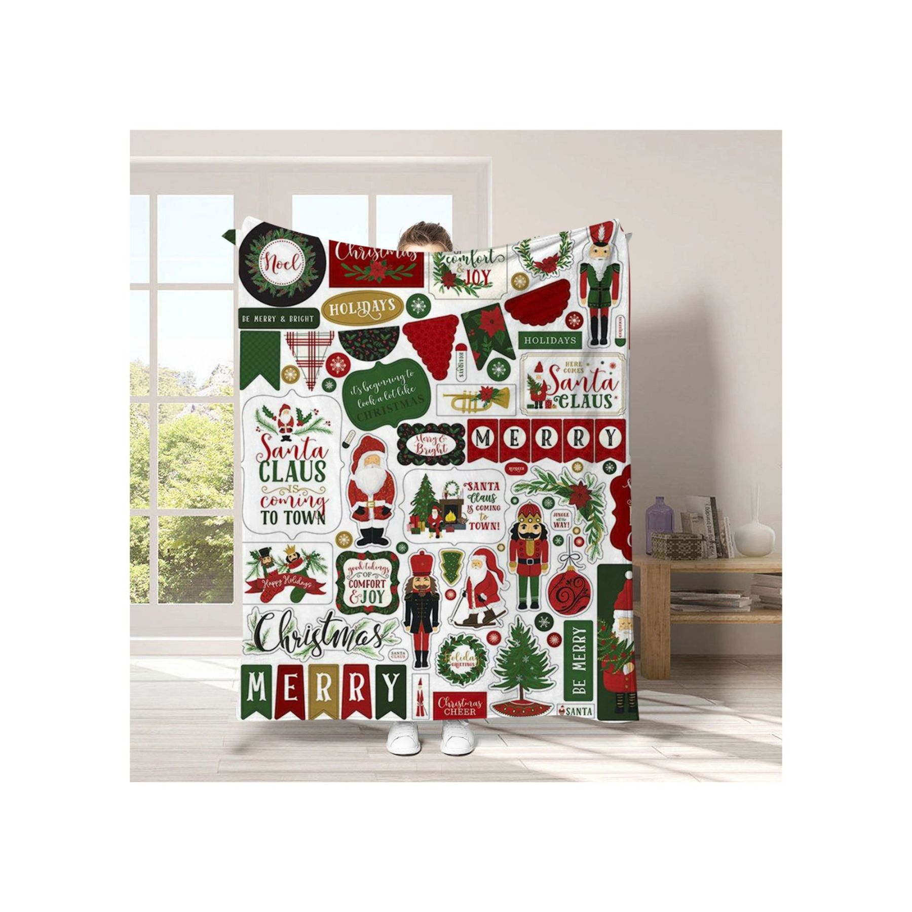 Cartoon Home Flannel Blanket: A Festive Christmas Gift for Cozy Celebrations