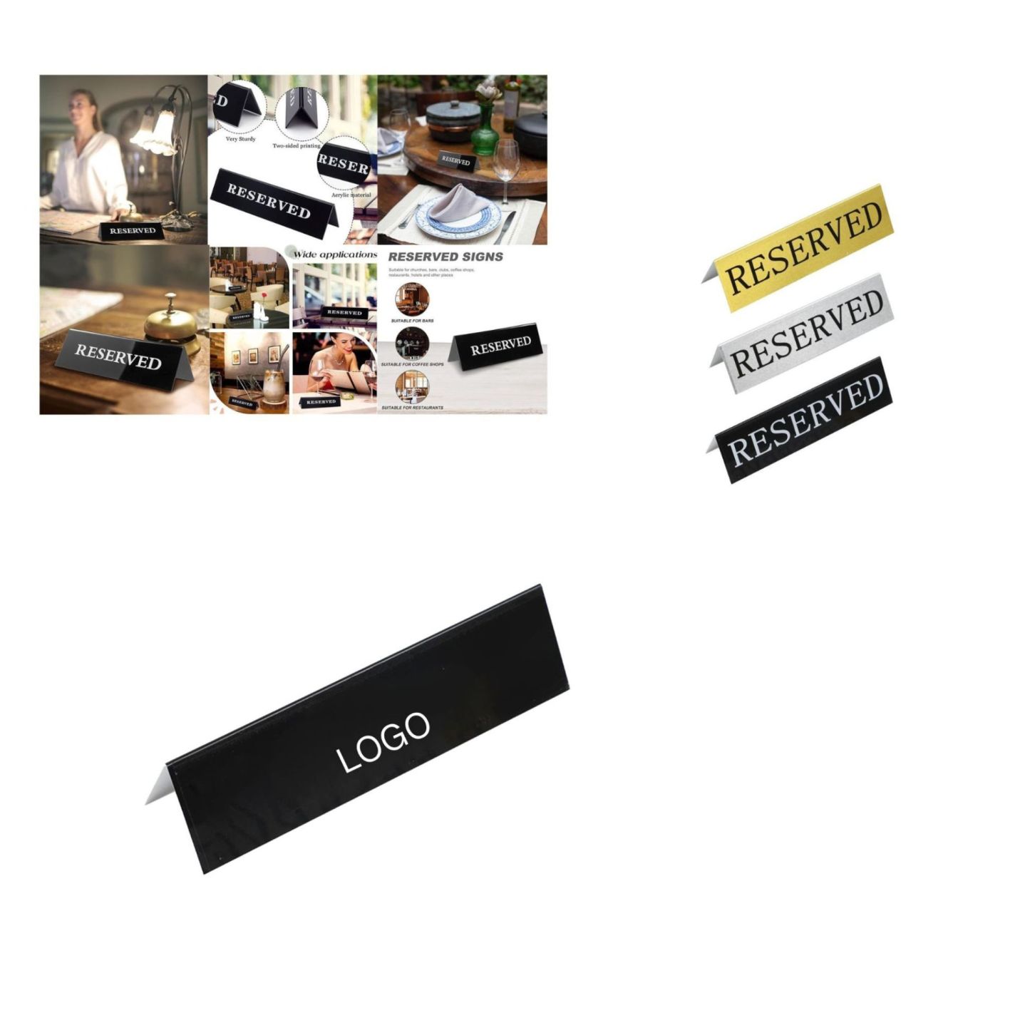 Two-Sided Aluminum Booking Table Card 