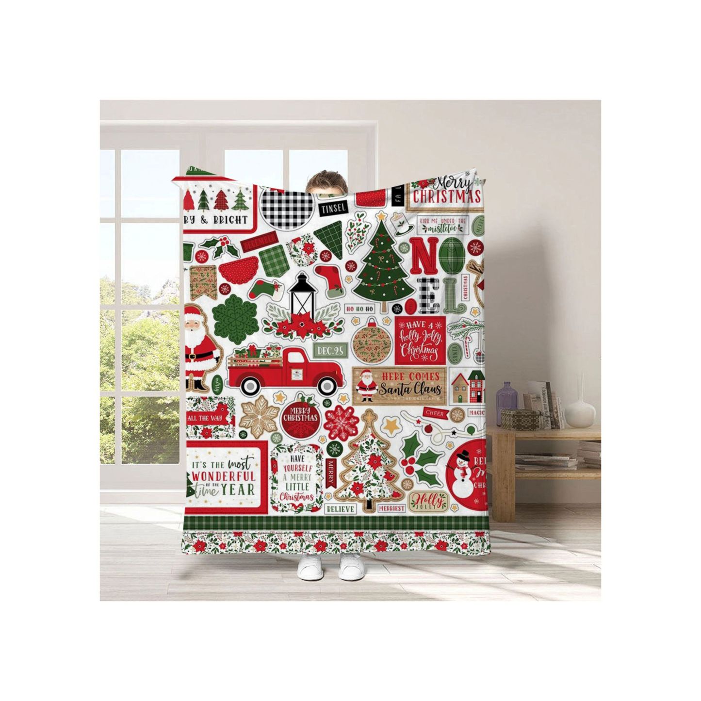 Cartoon Home Flannel Blanket: A Festive Christmas Gift for Cozy Celebrations